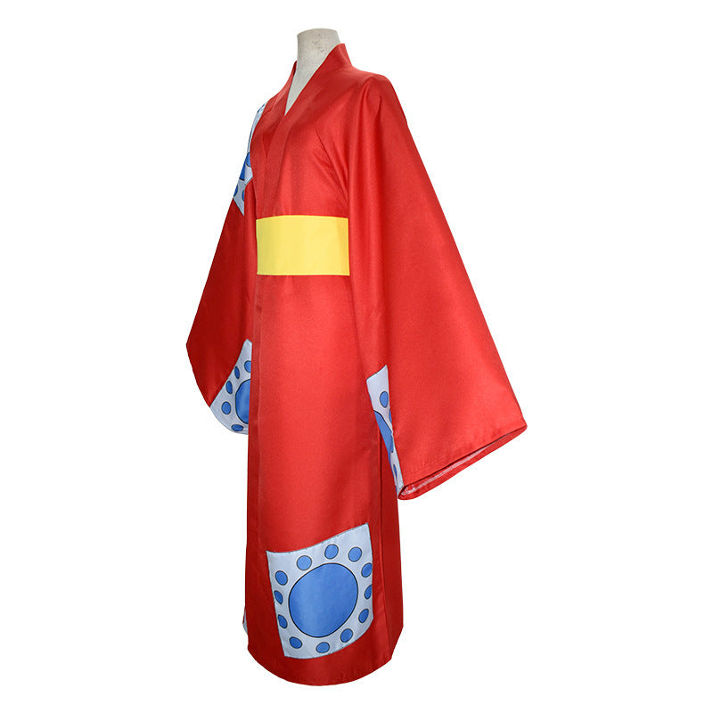 Anime One Piece Wano Country Monkey D. Luffy Kimono Costume Halloween Cosplay Outfit