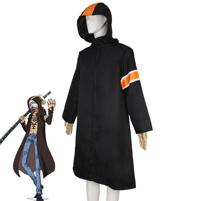 Anime One Piece Trafalgar Law Dressrosa Arc Costume Hooded Cloak Cosplay Outfit