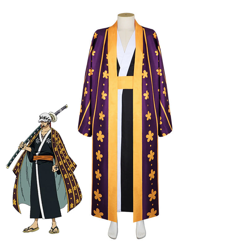Anime One Piece Trafalgar Law Wano Country Arc Costume Kimono Suit Outfit Halloween Cosplay