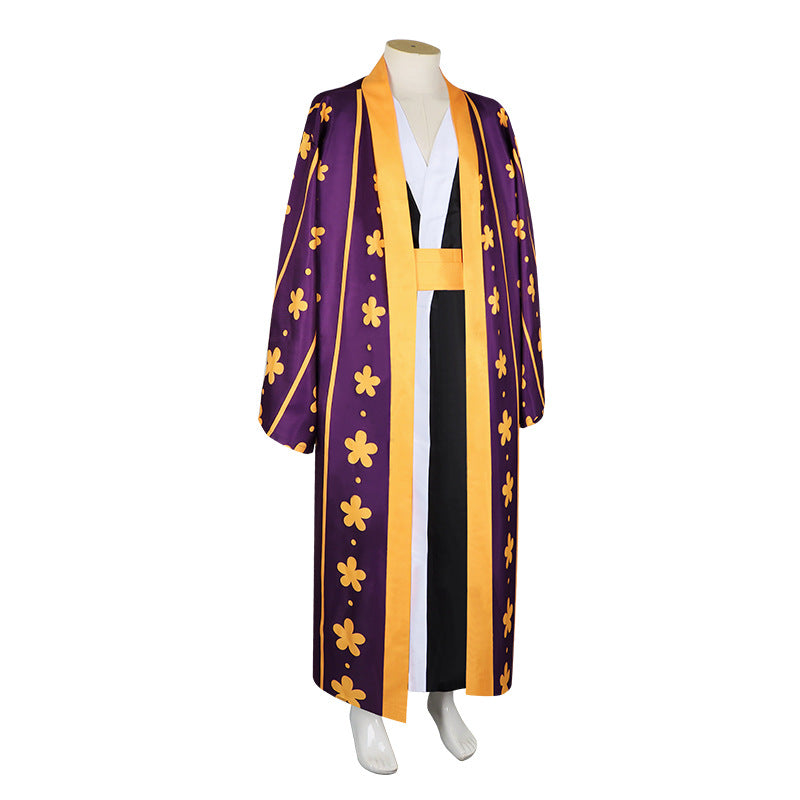 Anime One Piece Wano Country Arc Trafalgar Law Costume Full Set Kimono Suit With Hat and Shoes Cosplay Outfit Set