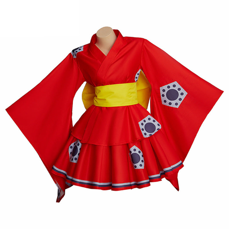 Anime One Piece Wano Country Monkey D. Luffy Female Costume Kimono Dress Halloween Cosplay Costume