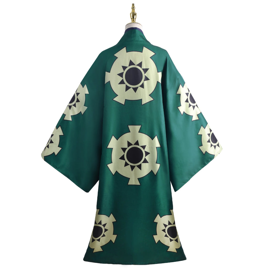 Anime One Piece Wano Country Roronoa Zoro Costume Kimono With Green Cloak Halloween Cosplay Outfit