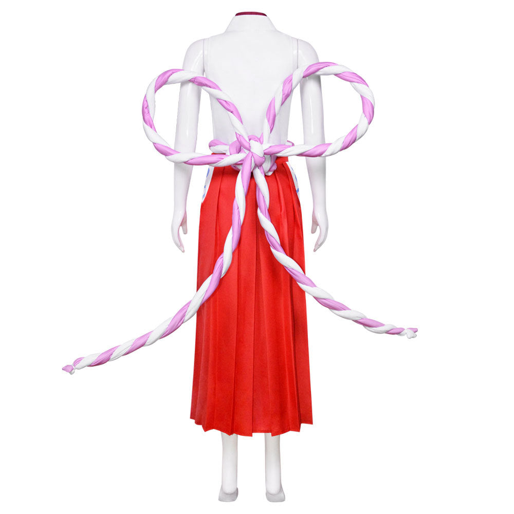 Anime One Piece Yamato Full Set Cosplay Costume Kimono Suit+Wigs+Shoes+Horns+Hairpins Props Cosplay Outfit Set