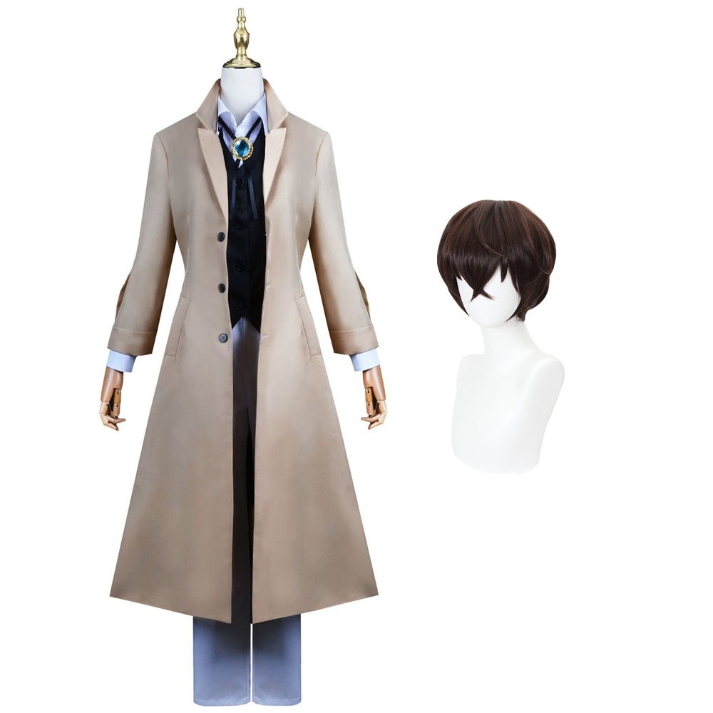Anime Osamu Dazai Costume Khaki Cosplay Outfit Bungou Stray Dogs Halloween Costume