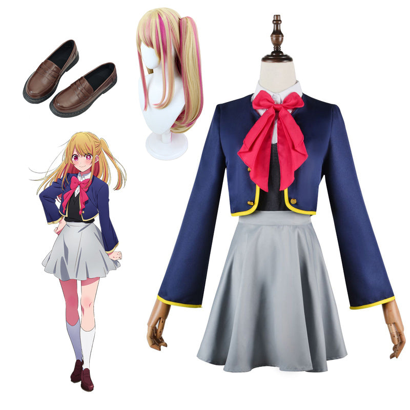 Anime Oshi no Ko Ruby Hoshino Costume Uniform+Wigs+Shoes Halloween Full Set Costume Set