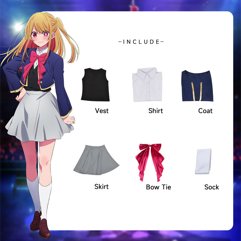 Anime Oshi no Ko Ruby Hoshino Costume Uniform+Wigs+Shoes Halloween Full Set Costume Set