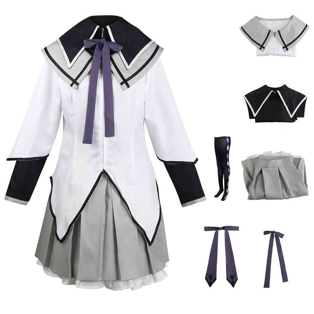 Anime Puella Magi Madoka Magica Homura Akemi Cosplay Costume Dress