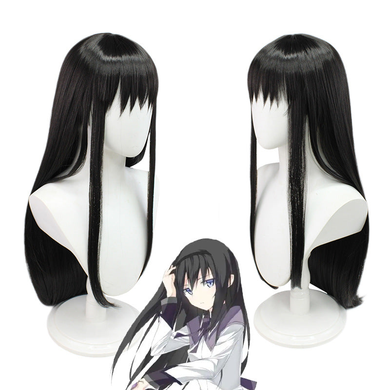 Anime Puella Magi Madoka Magica Homura Akemi Cosplay Wigs Black Long Wigs
