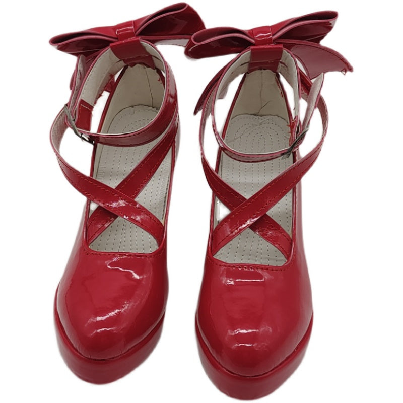 Anime Puella Magi Madoka Magica Kaname Madoka Cosplay Shoes Costume Red Shoes