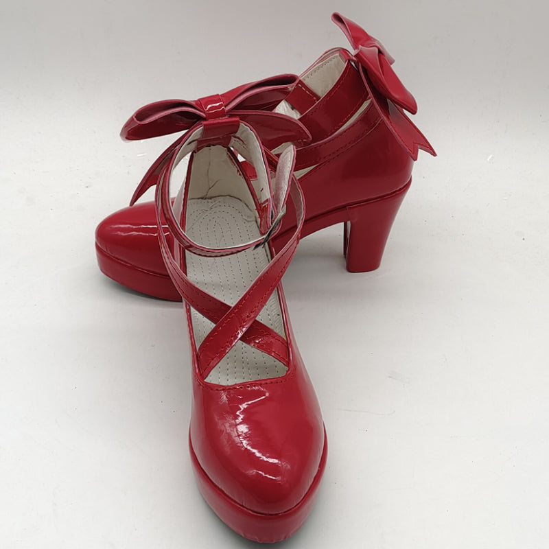 Anime Puella Magi Madoka Magica Kaname Madoka Cosplay Shoes Costume Red Shoes