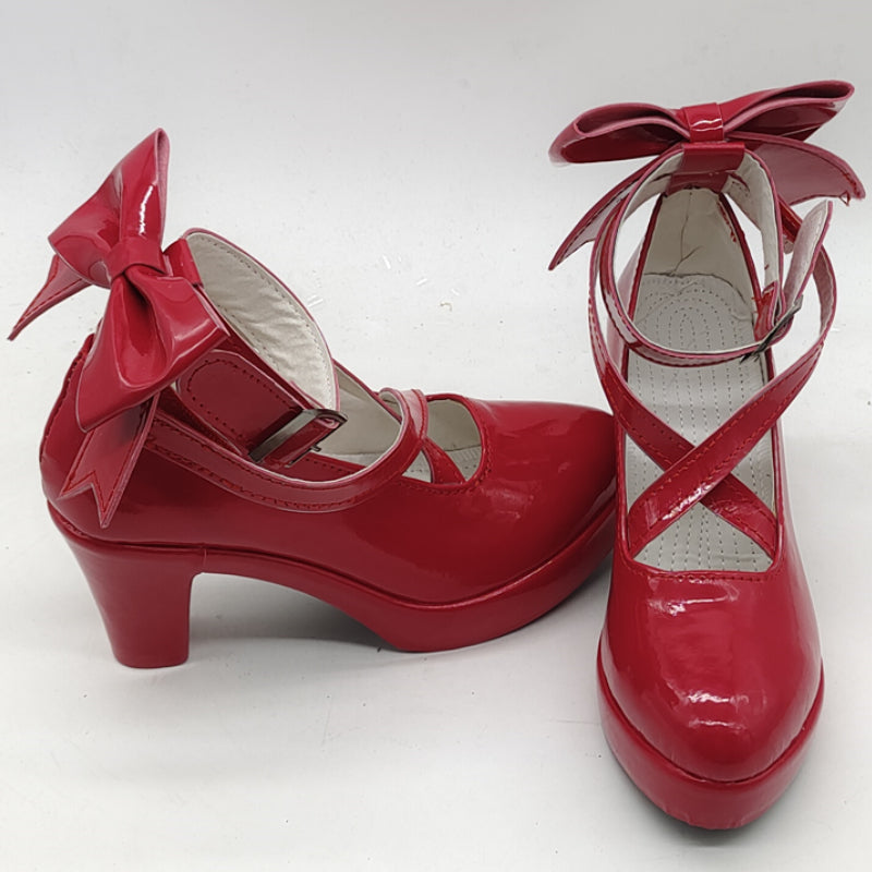 Anime Puella Magi Madoka Magica Kaname Madoka Cosplay Shoes Costume Red Shoes
