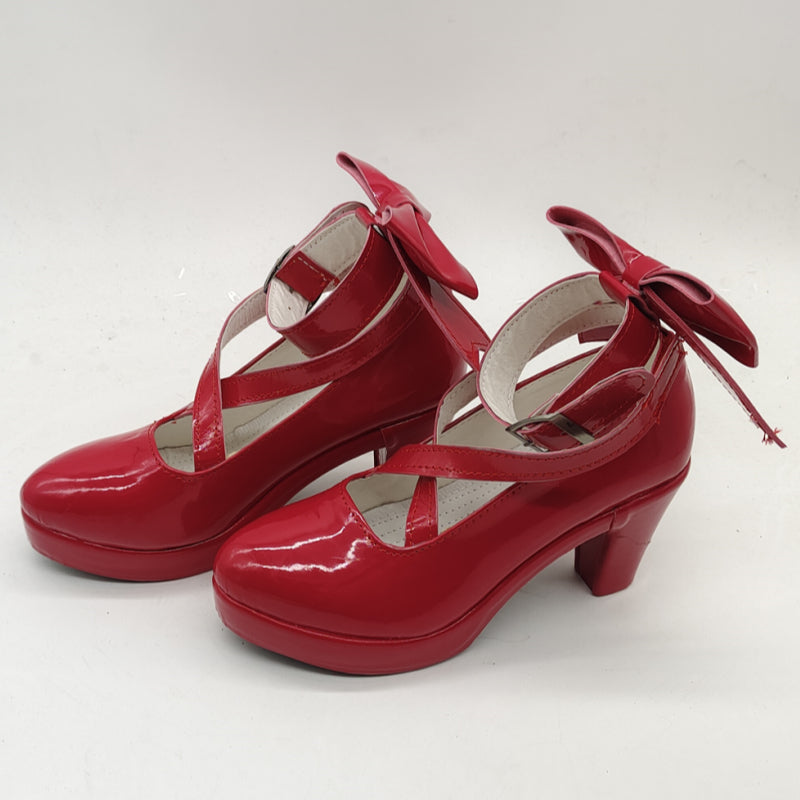 Anime Puella Magi Madoka Magica Kaname Madoka Cosplay Shoes Costume Red Shoes
