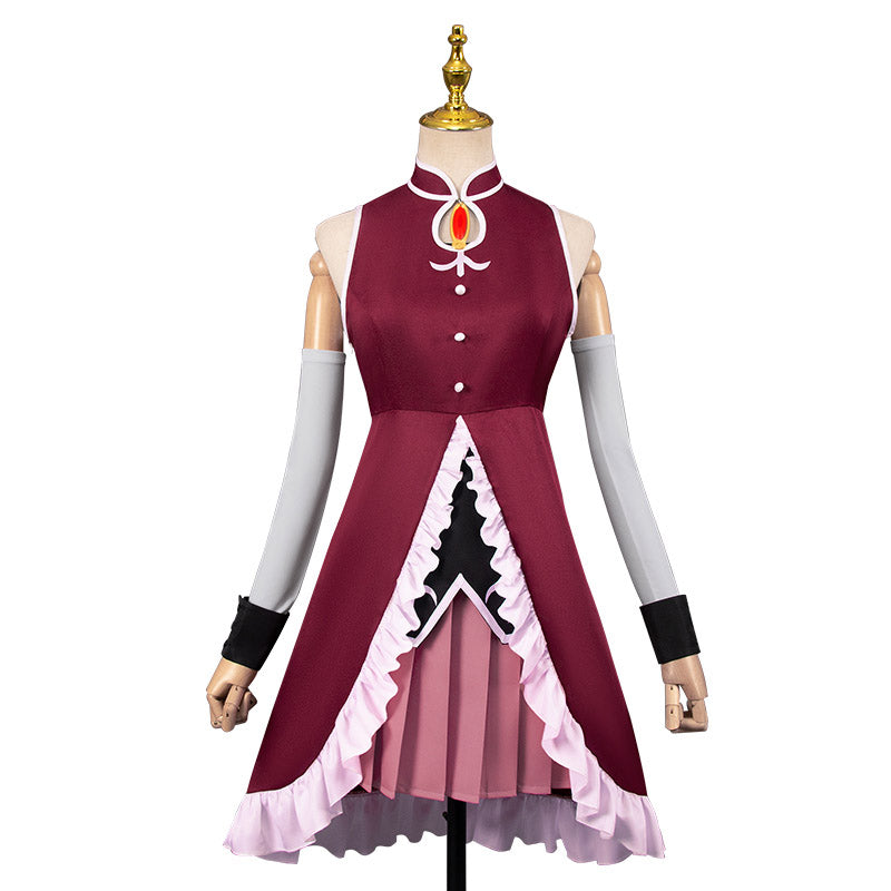 Anime Puella Magi Madoka Magica Kyouko Sakura Cosplay Costume Red Dress