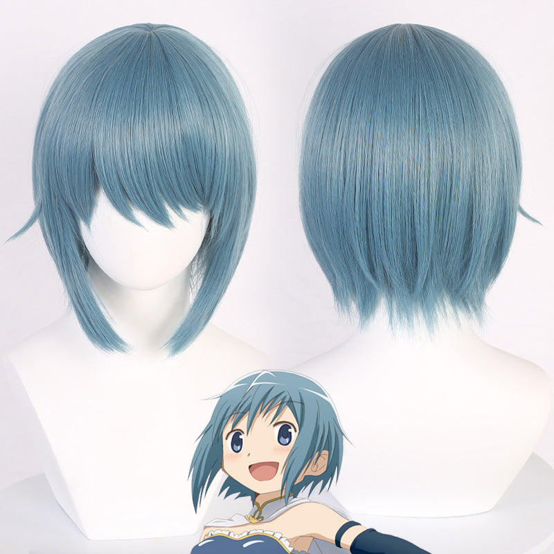 Anime Puella Magi Madoka Magica Sayaka Miki Cosplay Costume Dress + Wigs Cosplay Outfit Set