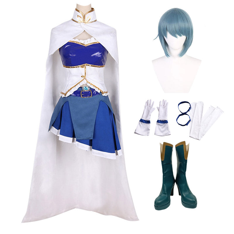Anime Puella Magi Madoka Magica Sayaka Miki Whole Set Cosplay Costume Dress+Wigs+Shoes Halloween Carnival Cosplay Set