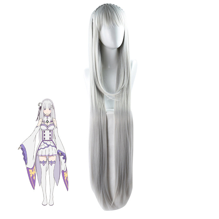 Anime Re:Zero ? Starting Life in Another World Emilia Cosplay Wigs Silver Long Wigs