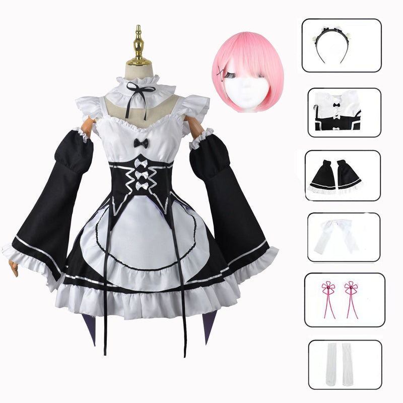 Anime Re:Zero ? Starting Life in Another World Ram Rem Cosplay Costume Halloween Carnival Cosplay Dress Outfit