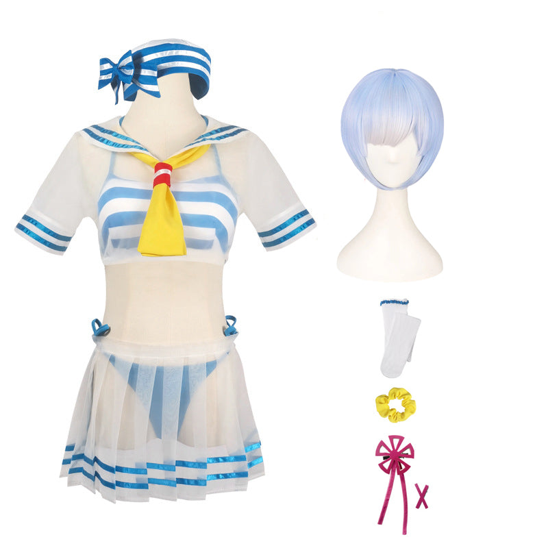 Anime Re:Zero ? Starting Life in Another World Ram Rem Sailor Suit Outfit Costume Summer Bikini Costume