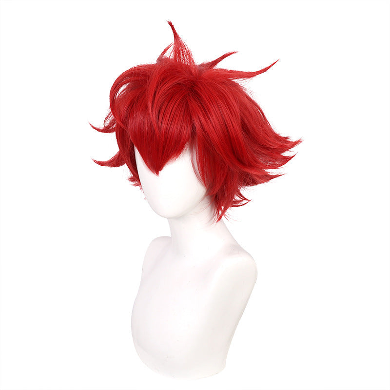 Anime SK8 the Infinity Kyan Reki Cosplay Wigs Short Red Wigs With Headband