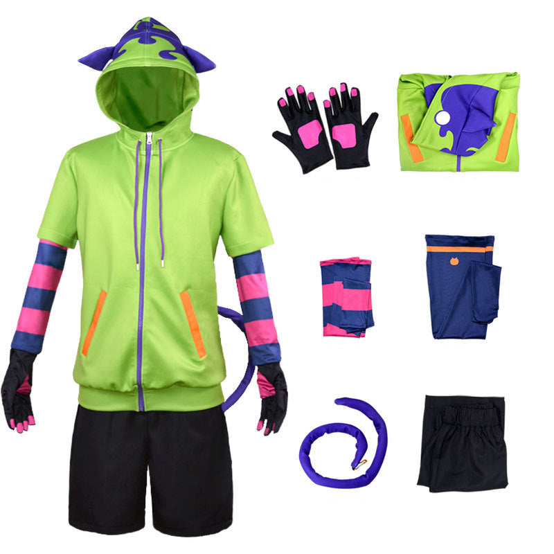 Anime SK8 the Infinity Miya Chinen Green Hoodie Cosplay Costume Full Set Halloween Costume