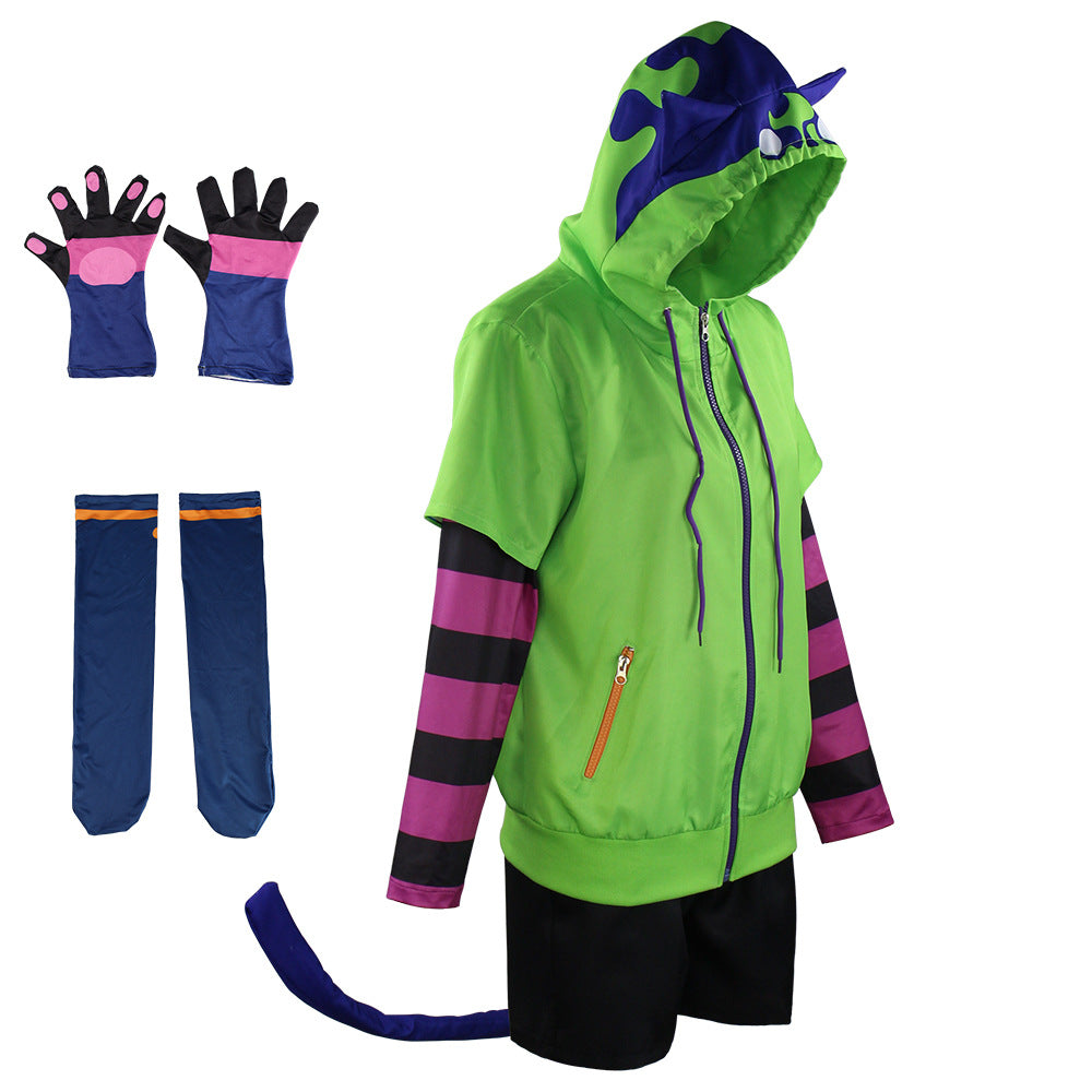 Anime SK8 the Infinity Miya Chinen Green Hoodie Cosplay Costume Full Set Halloween Costume