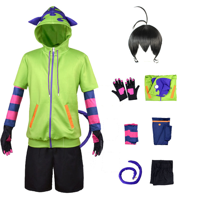 Anime SK8 the Infinity Miya Chinen Green Hoodie Cosplay Costume With Wigs Whole Set Halloween Cosplay Costume