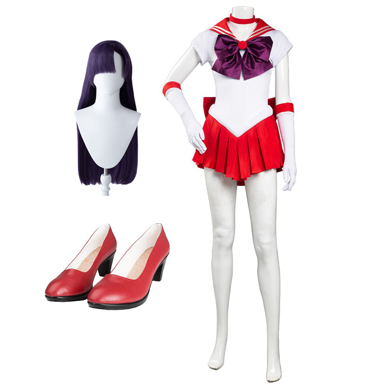 Anime Sailor Moon Rei Hino Sailor Mars Cosplay Costume Full Set With Wigs Halloween Cosplay Outfit Set