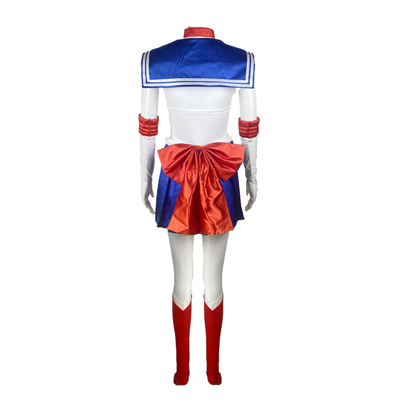 Anime Sailor Moon Usagi Tsukino Whole Set Cosplay Costume Dress With Wigs and Boots Halloween Cosplay Outfit Set
