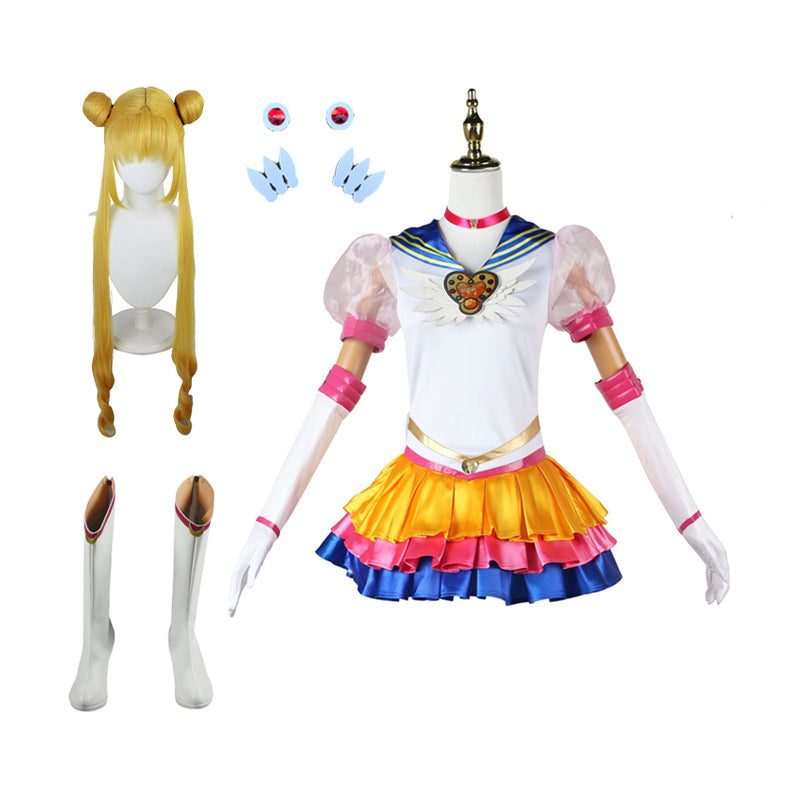 Anime Sailor Moon Usagi Tsukino Eternal Form Costume Full Set With Wigs+Shoes+Hairpins Halloween Cosplay Outfit