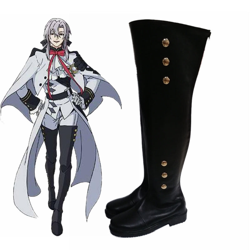 Anime Seraph Of The End Owari no Seraph Mikaela Hyakuya /Ferid Bathory Cosplay Black Boots
