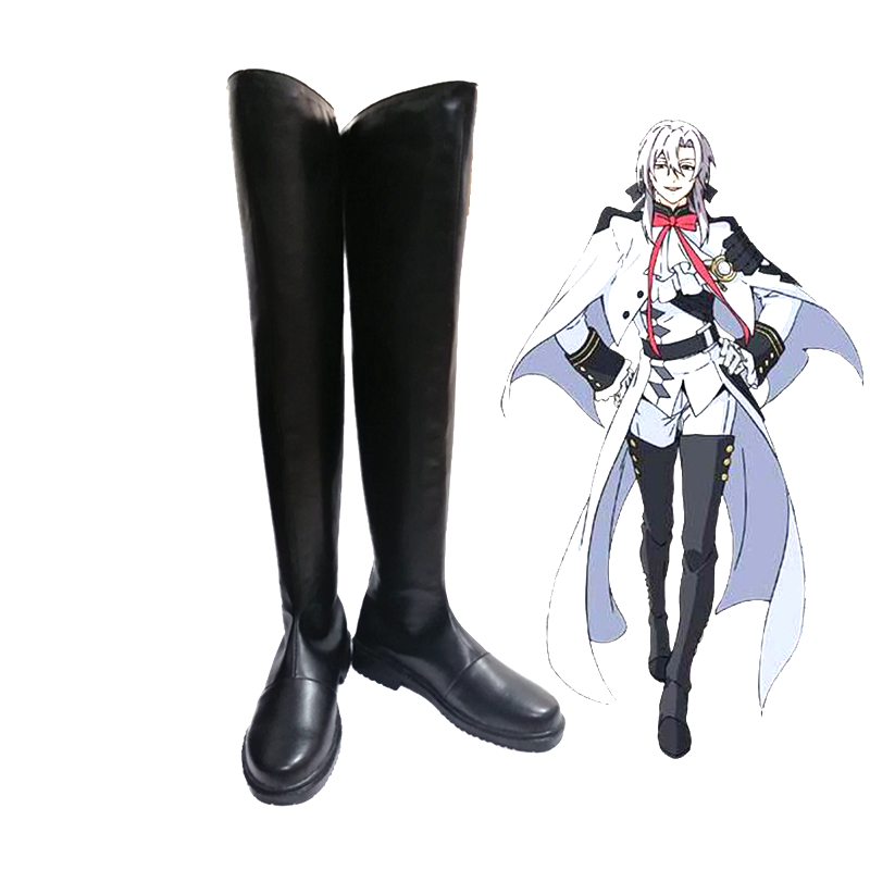 Anime Seraph Of The End Owari no Seraph Mikaela Hyakuya /Ferid Bathory Cosplay Black Boots