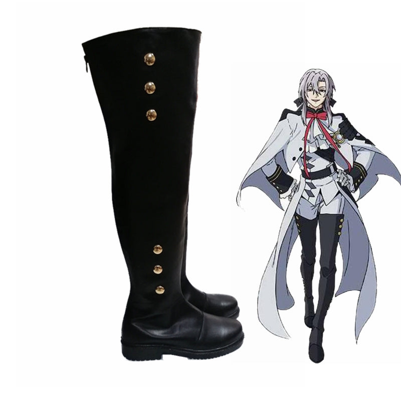 Anime Seraph Of The End Owari no Seraph Mikaela Hyakuya /Ferid Bathory Cosplay Black Boots