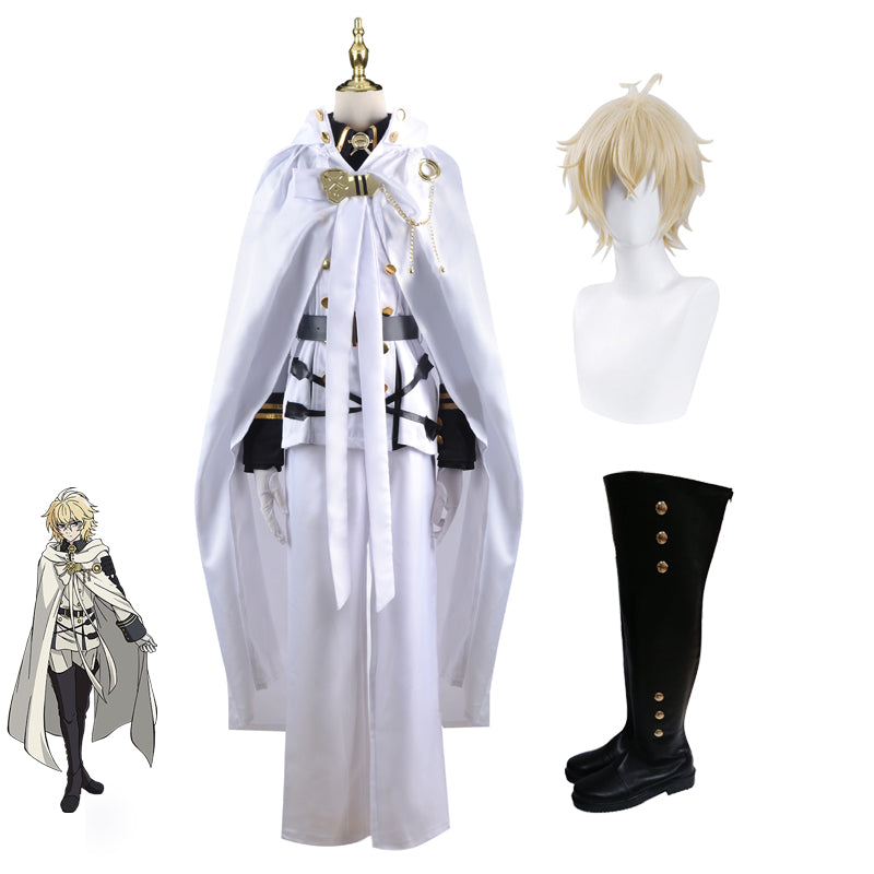 Anime Seraph Of The End Owari no Seraph Mikaela Hyakuya Costume+Wigs+Cosplay Boots Whole Set Halloween Cosplay Outfit
