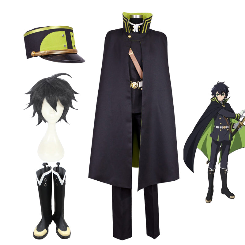 Anime Seraph Of The EndYuichiro Hyakuya Whole Set Costume+Wigs+Cosplay Boots+Hat Halloween Costume Outfit Set