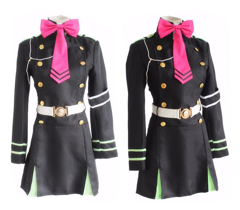 Anime Seraph of the End Shinoa Hiragi Costume Uniform + Wigs Full Set Halloween Costume
