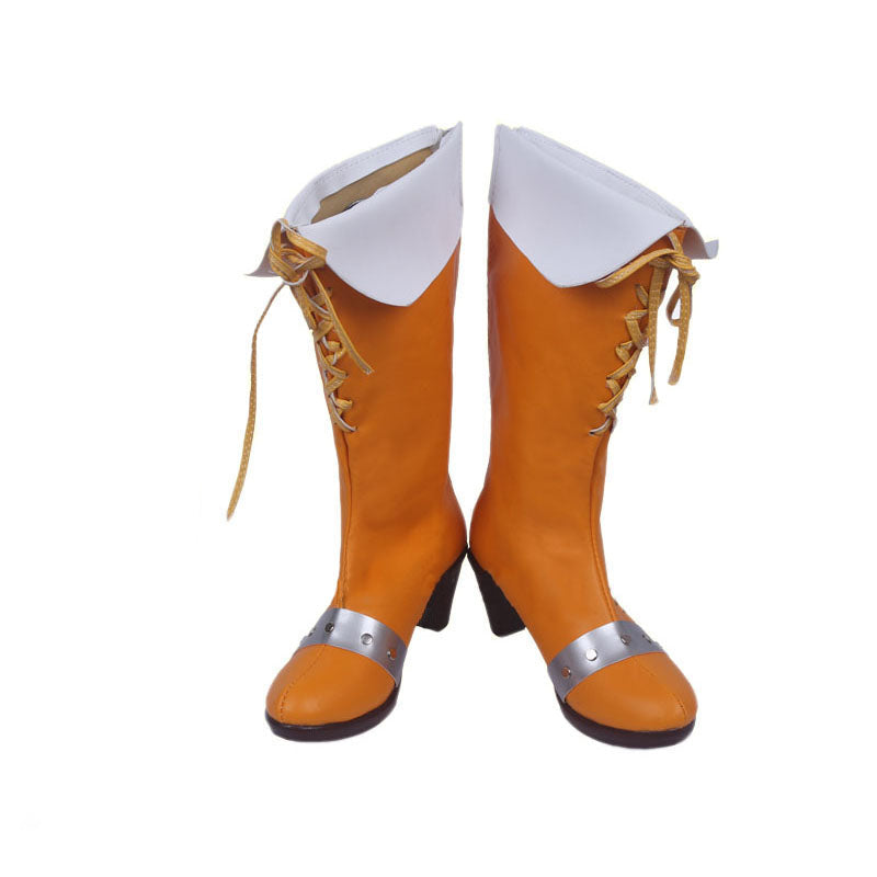 Serpent's Sin of Envy Diane Cosplay Boots Orange PU Leather Costume Shoes