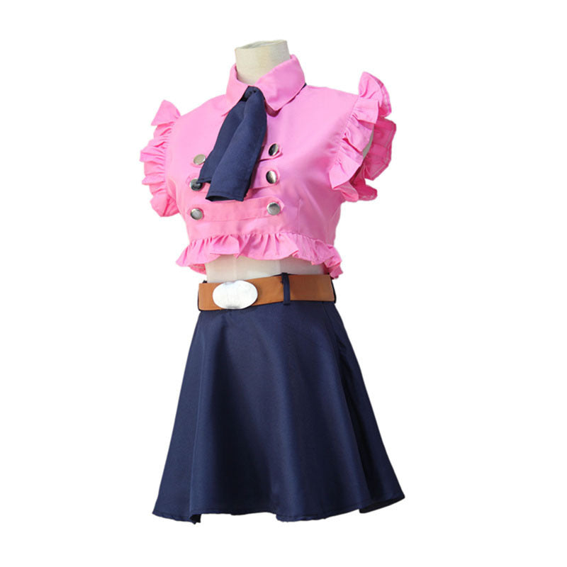 16 years Elizabeth Liones Cosplay Costume Pink Uniform Crop Top and Skirt Suit for Girls Women