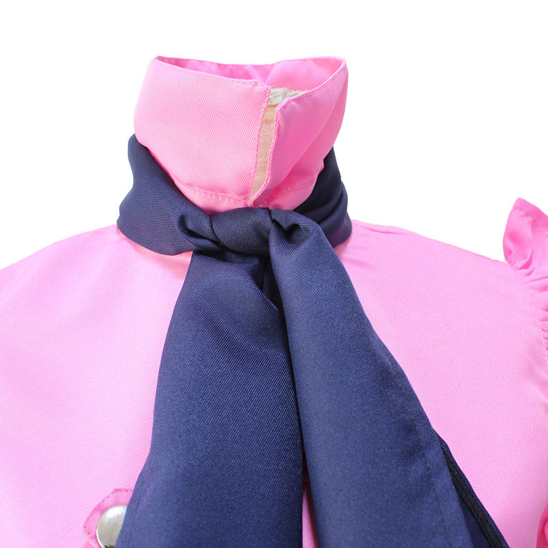 16 years Elizabeth Liones Cosplay Costume Pink Uniform Crop Top and Skirt Suit for Girls Women