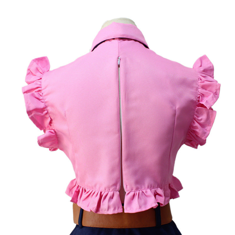 16 years Elizabeth Liones Cosplay Costume Pink Uniform Crop Top and Skirt Suit for Girls Women
