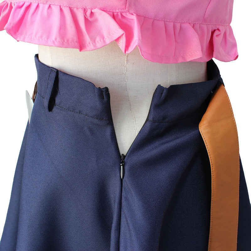 16 years Elizabeth Liones Cosplay Costume Pink Uniform Crop Top and Skirt Suit for Girls Women