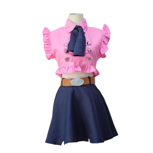 16 years Elizabeth Liones Cosplay Costume Pink Uniform Crop Top and Skirt Suit for Girls Women