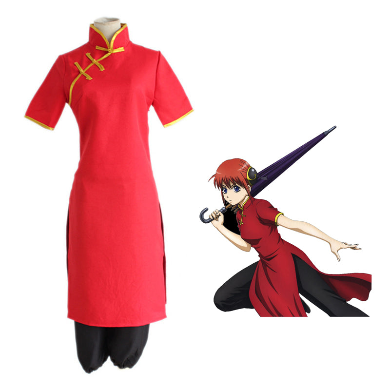 Anime Silver Soul Gintama Kagura Costume Full Set Cheongsam Costume Halloween Carnival Outfit