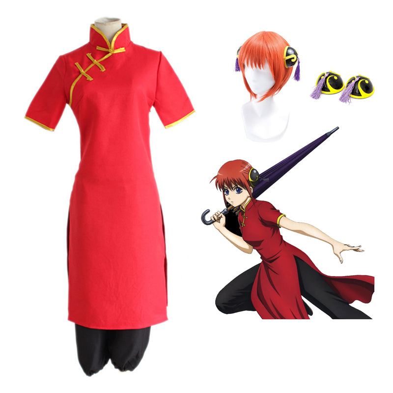 Anime Silver Soul Gintama Kagura Costume Full Set Cheongsam Costume Halloween Carnival Outfit