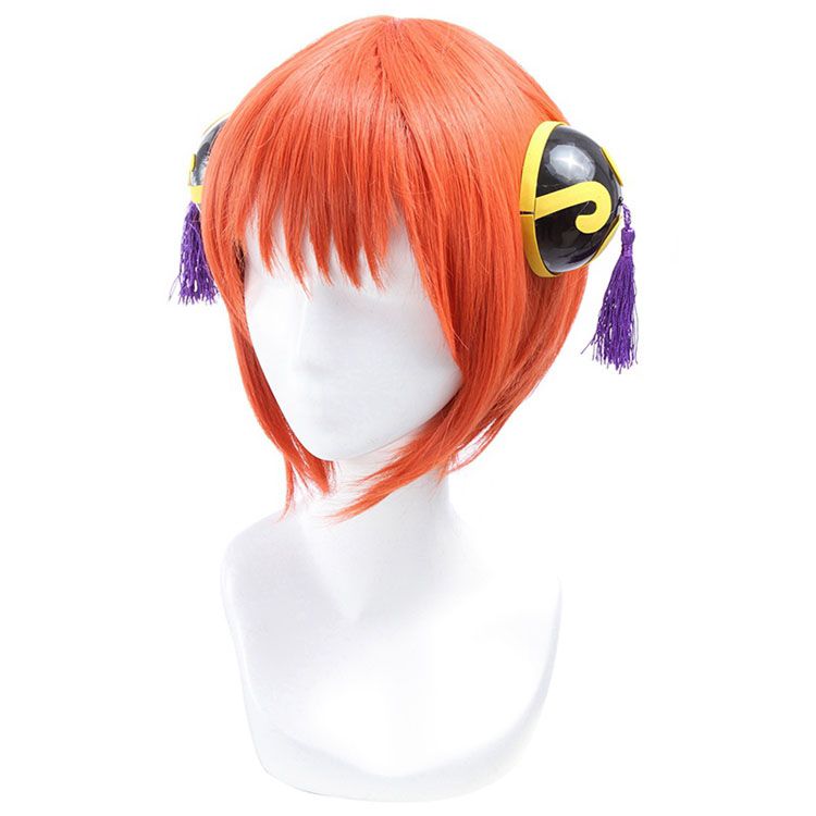 Anime Silver Soul Gintama Kagura Costume Wigs Orange Wigs With Hairdecor Props