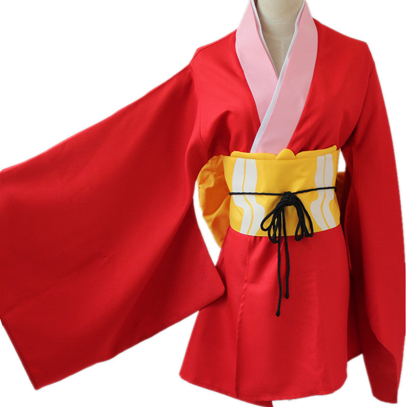 Anime Silver Soul Gintama Kagura Kimono Costume Dress Full Set With Wigs and Shoes Halloween Outfit Set