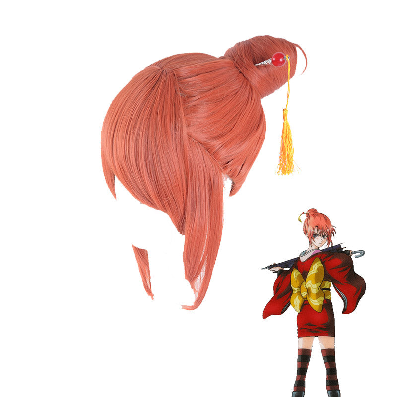 Anime Silver Soul Gintama Kagura Kimono Costume Dress Full Set With Wigs and Shoes Halloween Outfit Set