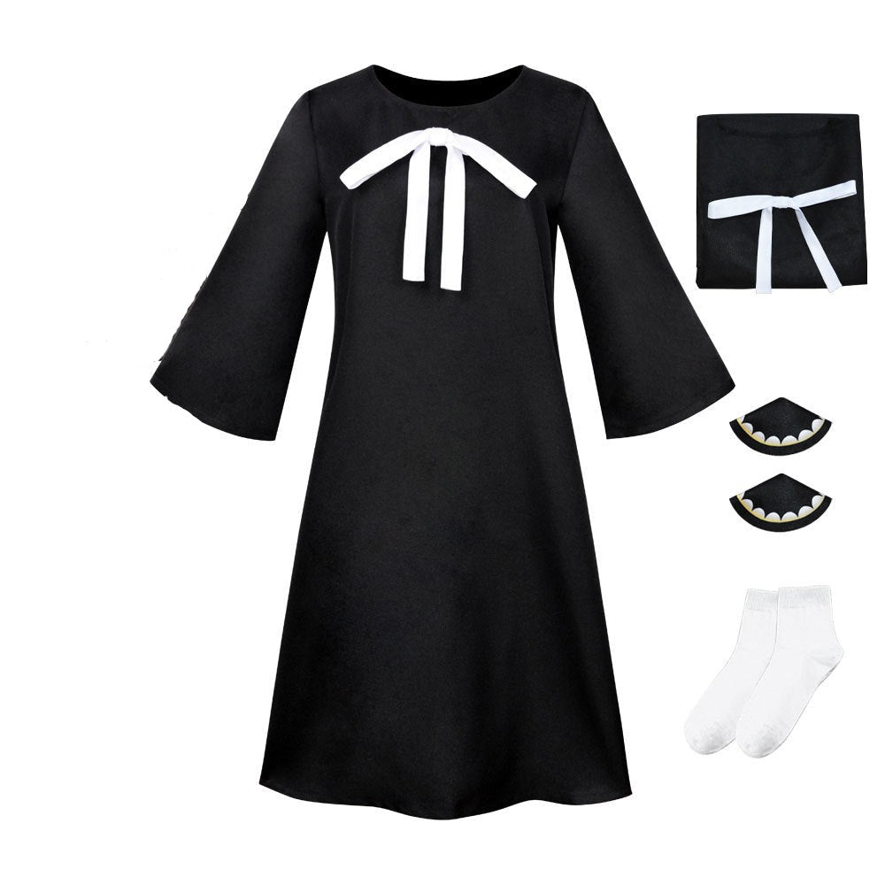 Anya Forger Kids Girls Costume Black Pajamas Outfit Costume Halloween Cosplay Dress