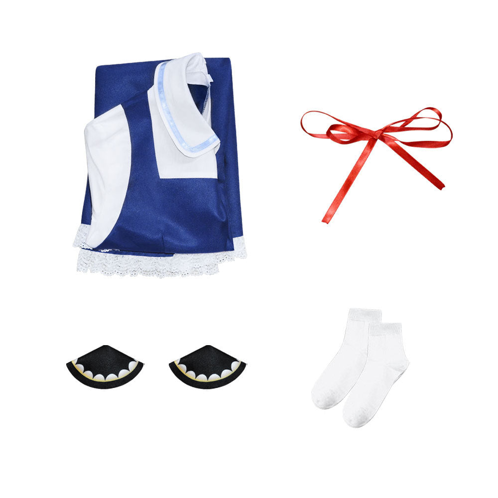 Anya Forger Kids Girls Costume Blue Dress Halloween Cosplay Outfit