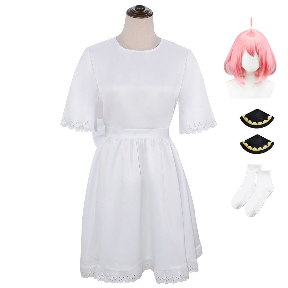 Anya Forger Kids Girls Costume White Dress Version Cosplay Outfit