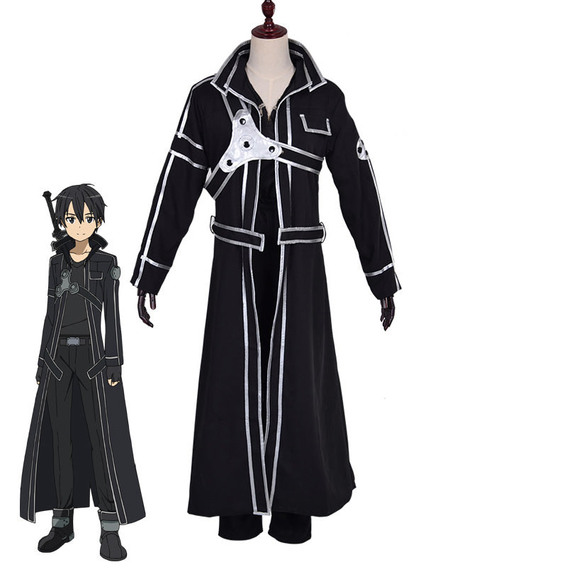 Anime Sword Art Online Kazuto Kirigaya Kirito Cosplay Costume and Wigs Set Halloween Cosplay Costume
